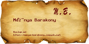 Mánya Barakony névjegykártya